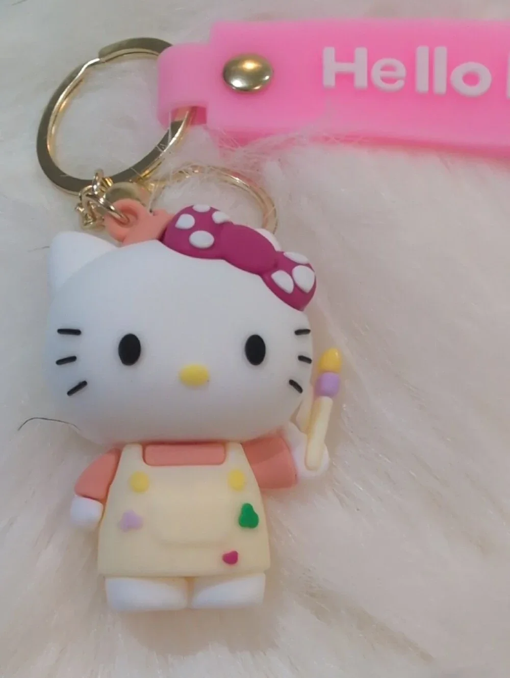 Hello Kitty Pink And Cream Silicone Strap Keychain Bagcharm